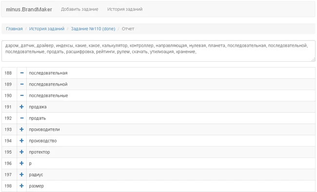 Сервис для подбора минус-слов для Яндекс.Директ и Google Adwords